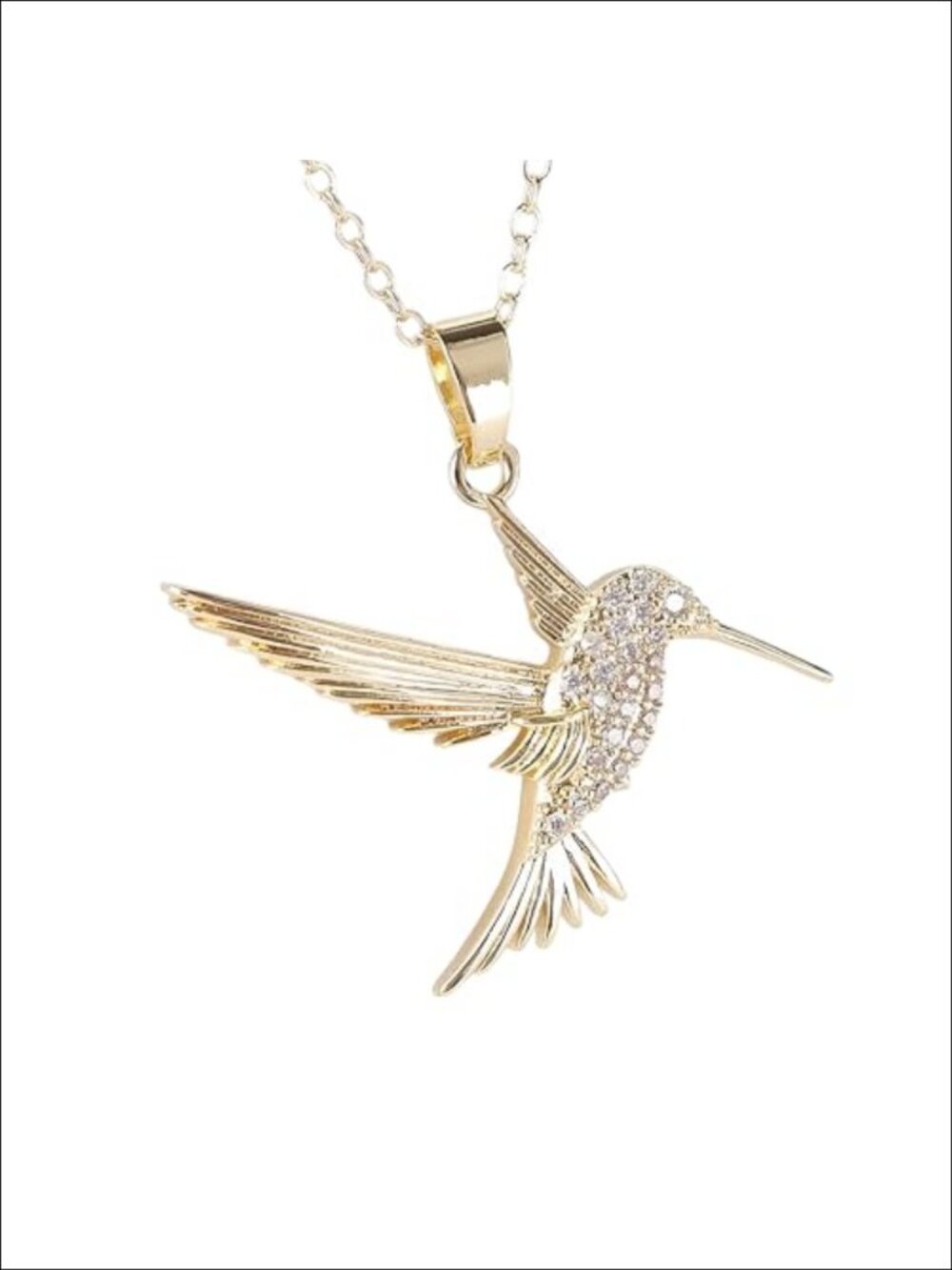 14K Filled Gold Hummingbird Pendant Necklace Cable Chain Lobster Clasp